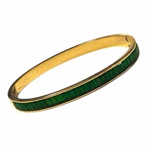 Gold and Emerald Green Stone Bangle